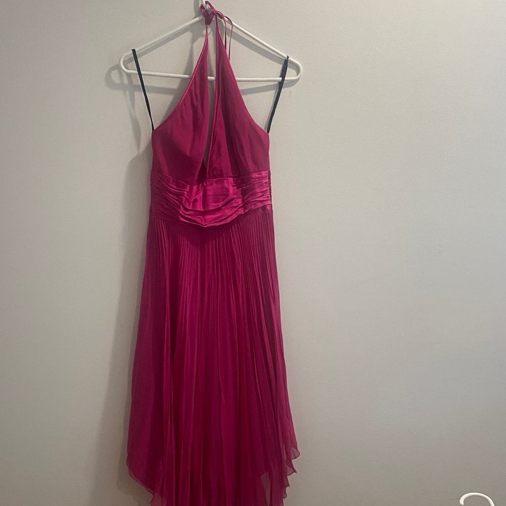 Elegant Halter Neck Dress in Deep Pink
